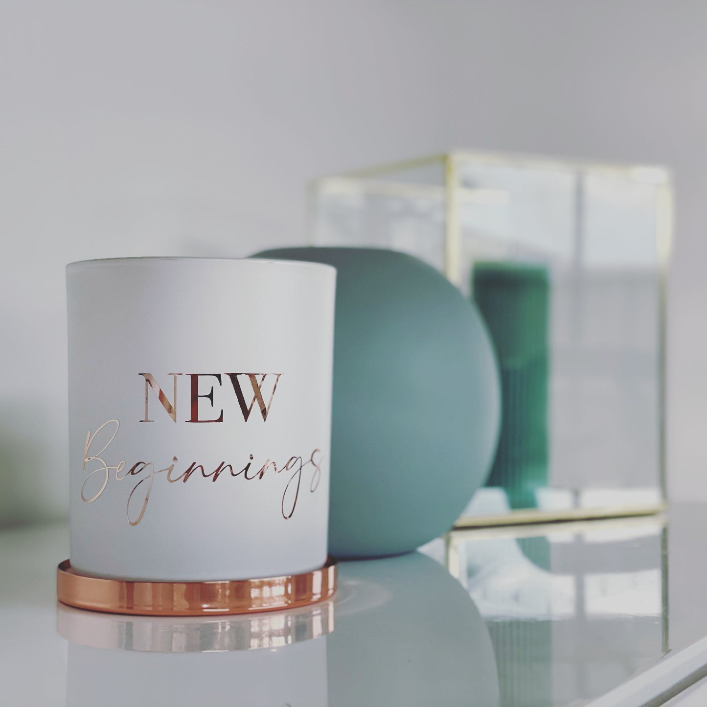Matt White & Rose Gold Electroplated Candle