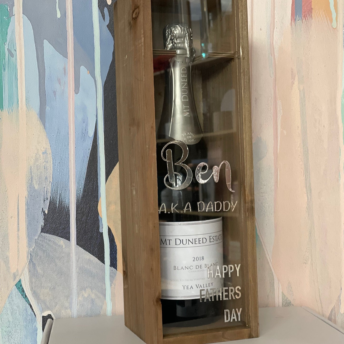 Fathers Day Champagne / Whisky bottle Box with personalised lid