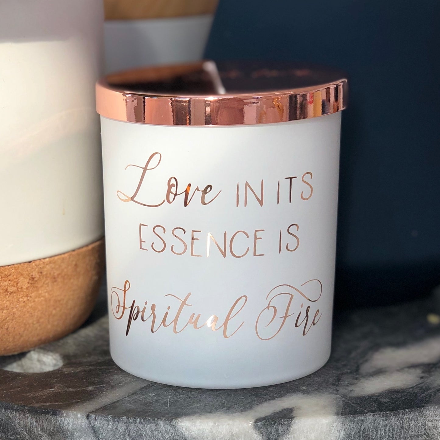 Matt White & Rose Gold Electroplated Candle