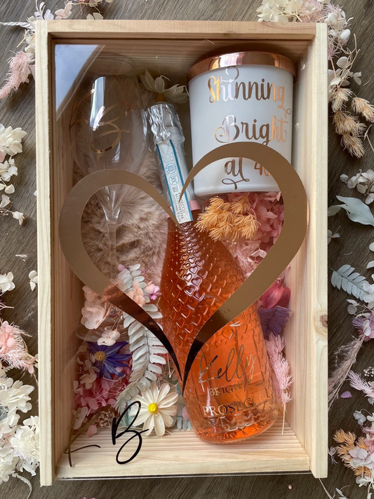 Mothers Day timber gift box with clear acrylic sliding lid